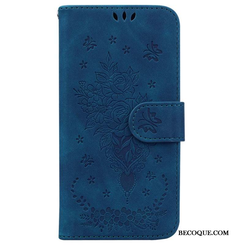 Housse iPhone 16 Pro Motif Roses à Lanière