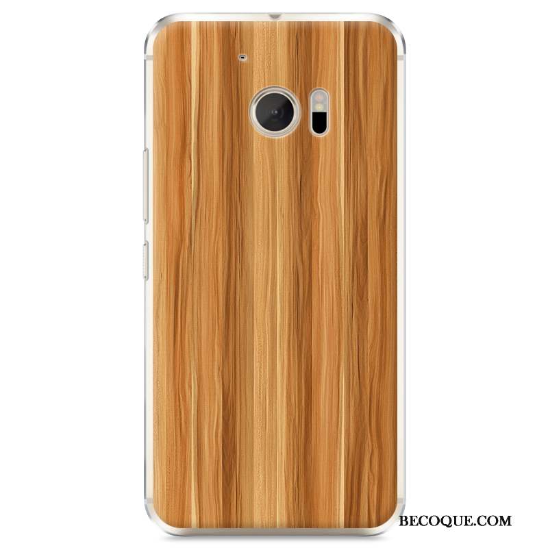 Htc 10 Téléphone Portable Étui Coque Difficile Protection Grain De Bois