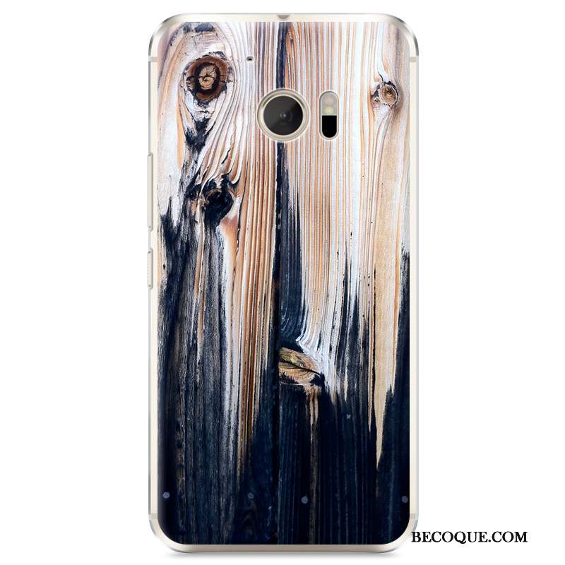 Htc 10 Téléphone Portable Étui Coque Difficile Protection Grain De Bois