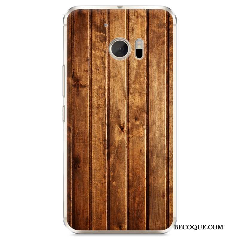 Htc 10 Téléphone Portable Étui Coque Difficile Protection Grain De Bois