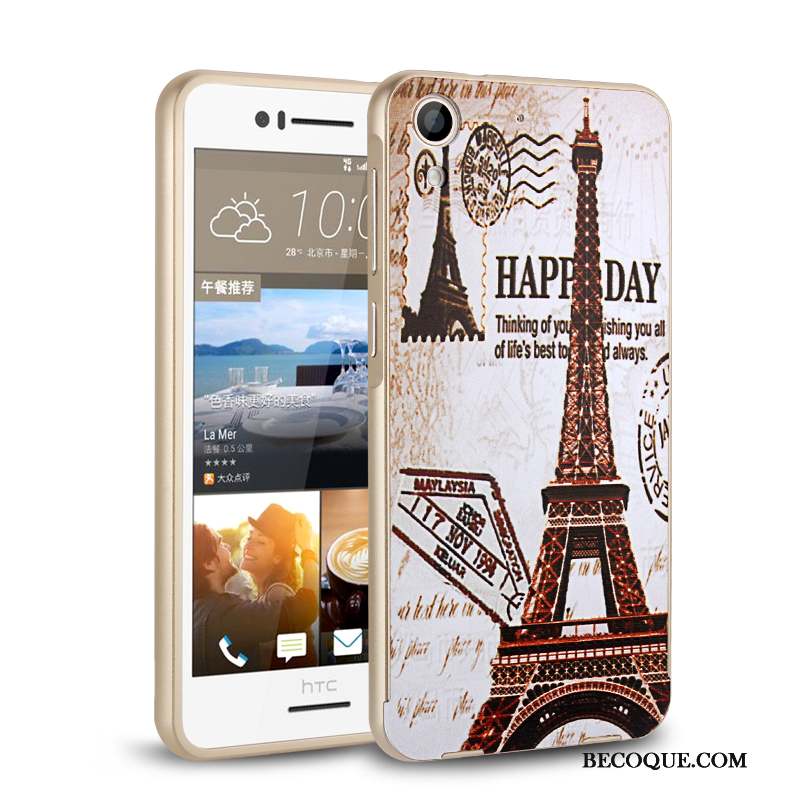 Htc Desire 728 Coque Étui Protection Mince Métal Or Rose Border