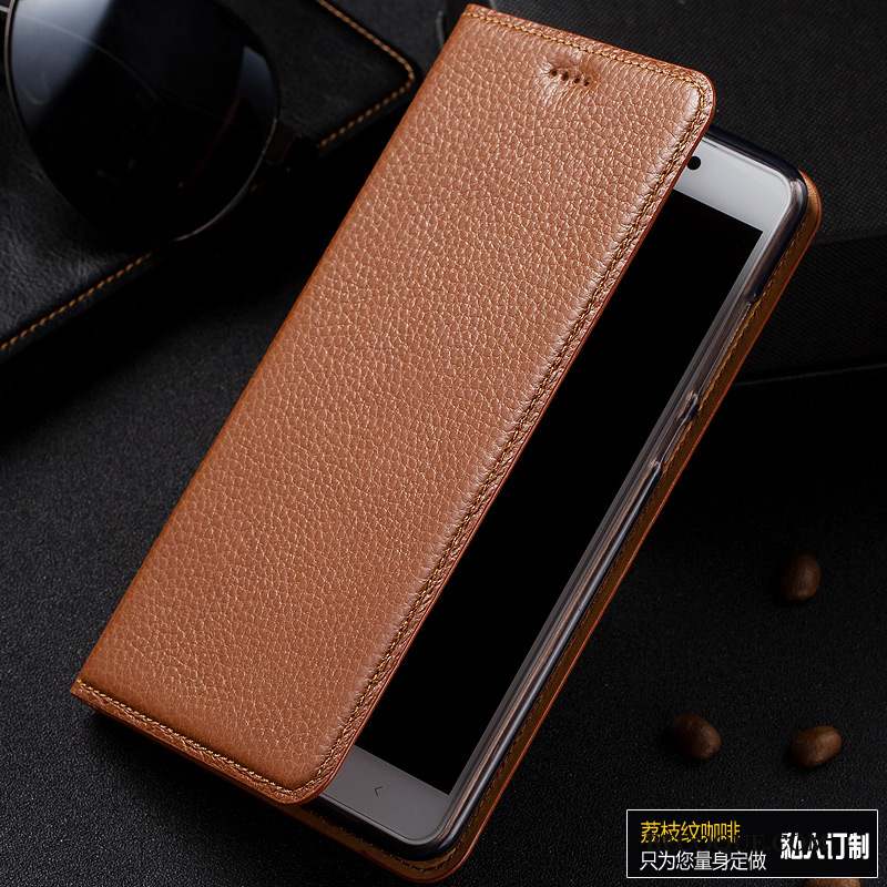 Htc Desire 825 Noir Litchi Coque De Téléphone Étui Étui En Cuir Cuir Véritable