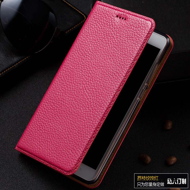 Htc Desire 825 Noir Litchi Coque De Téléphone Étui Étui En Cuir Cuir Véritable