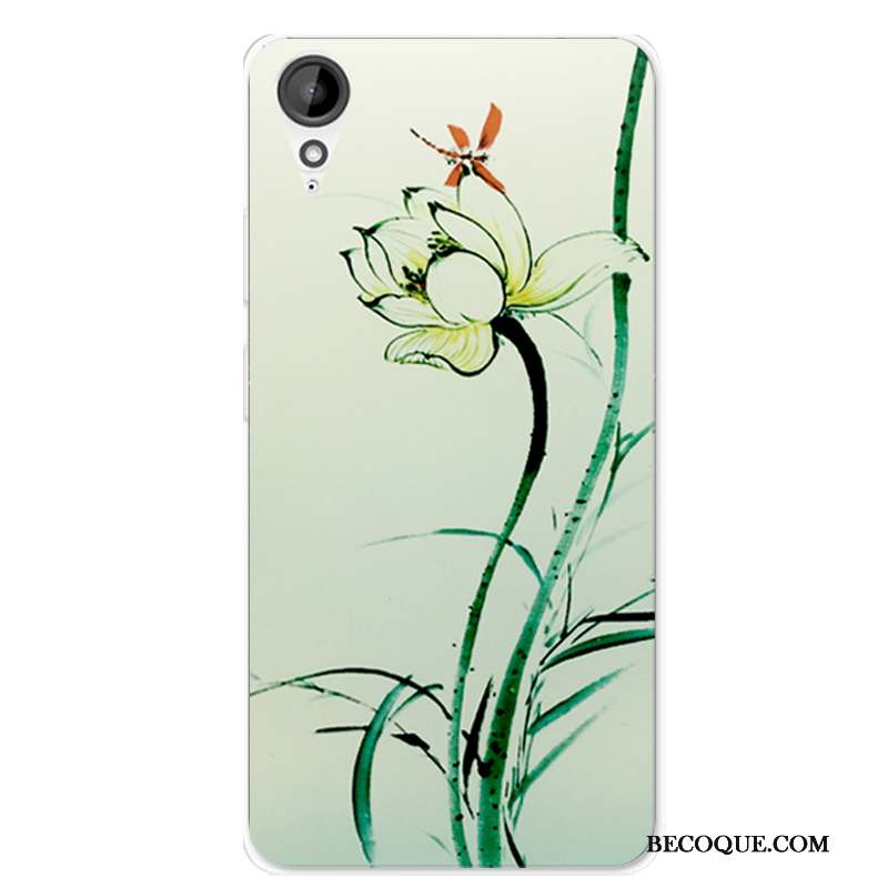 Htc Desire 825 Style Chinois Silicone Transparent Fluide Doux Vert Coque De Téléphone