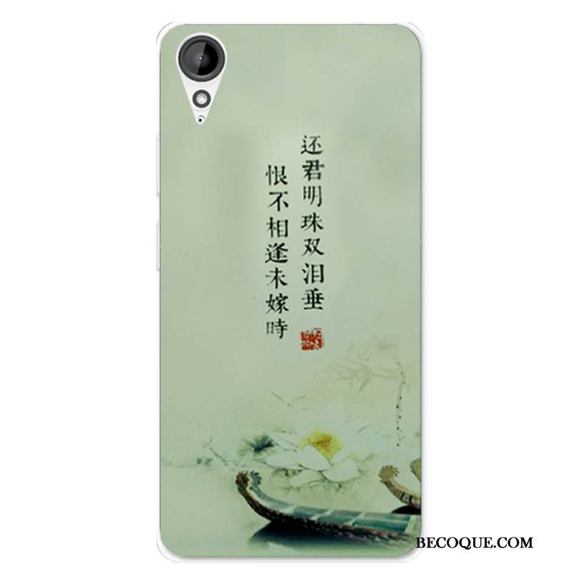 Htc Desire 825 Style Chinois Silicone Transparent Fluide Doux Vert Coque De Téléphone