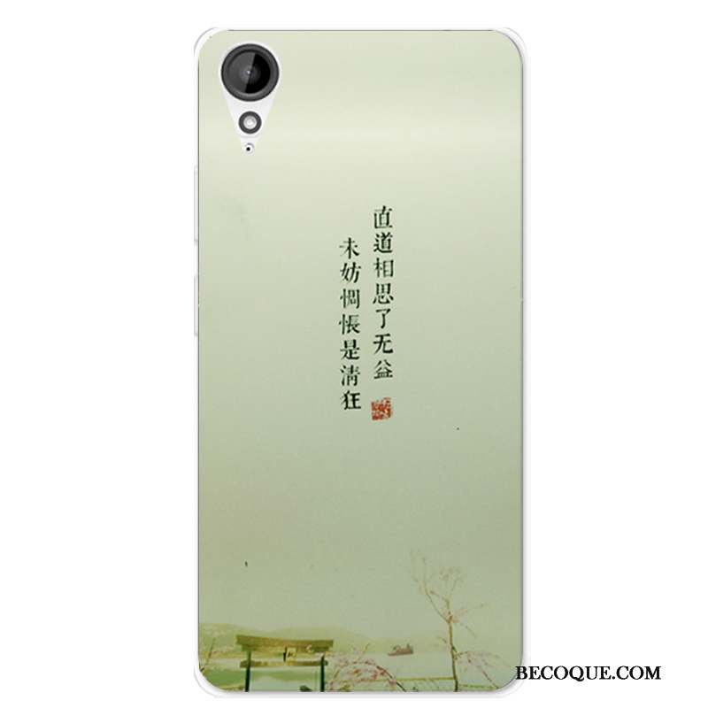 Htc Desire 825 Style Chinois Silicone Transparent Fluide Doux Vert Coque De Téléphone