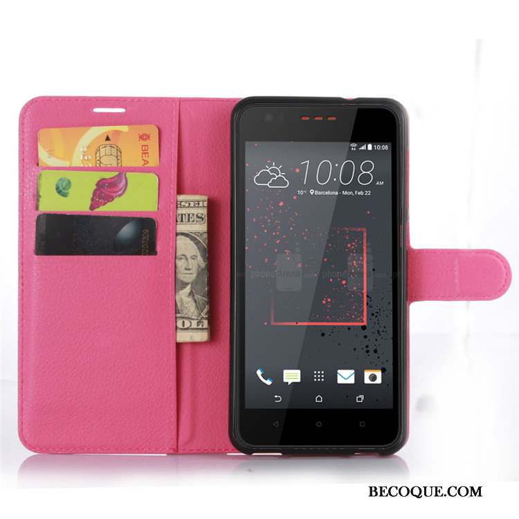 Htc Desire 825 Étui En Cuir Portefeuille Protection Téléphone Portable Coque De Téléphone Noir