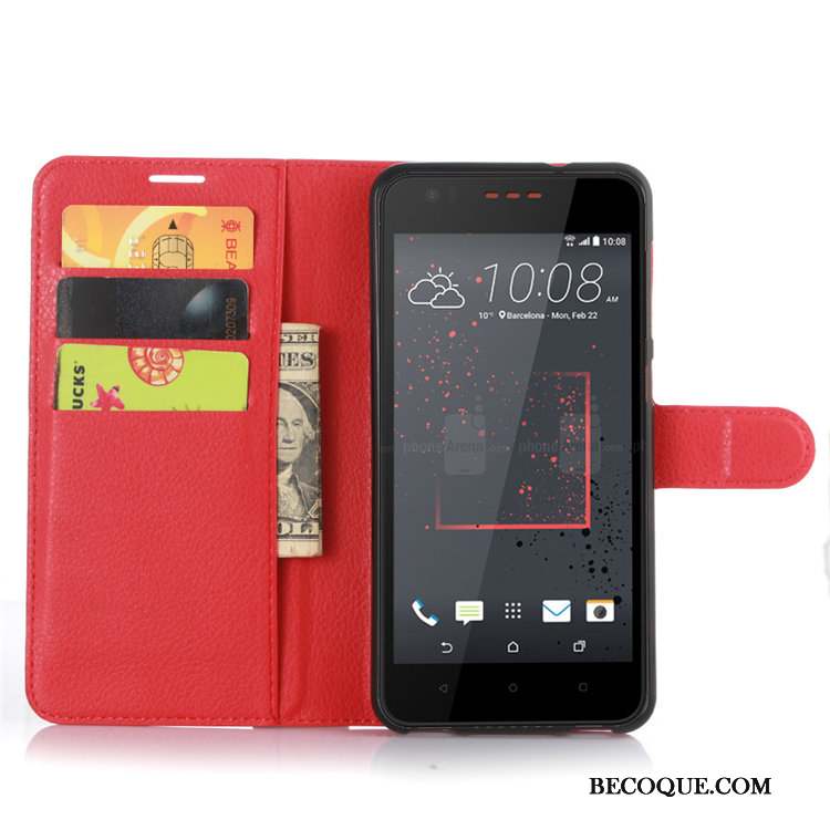 Htc Desire 825 Étui En Cuir Portefeuille Protection Téléphone Portable Coque De Téléphone Noir