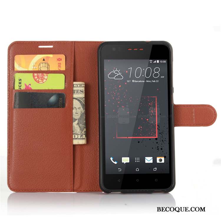 Htc Desire 825 Étui En Cuir Portefeuille Protection Téléphone Portable Coque De Téléphone Noir