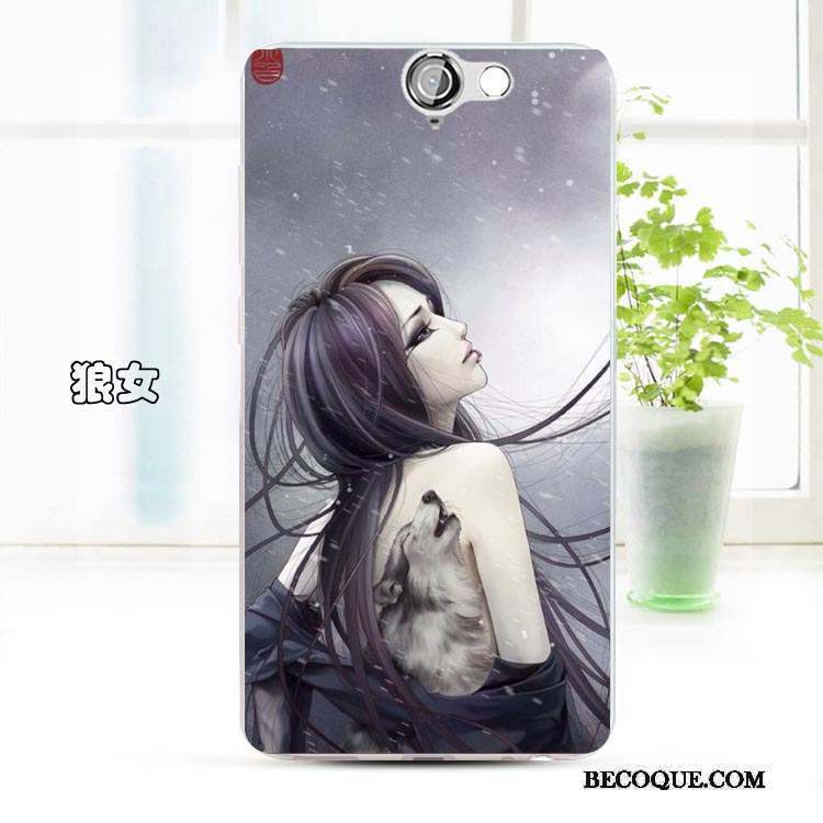 Htc One A9 Coque Dessin Animé Étui Incassable Téléphone Portable Bleu Clair Fluide Doux