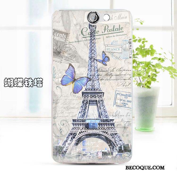 Htc One A9 Coque Dessin Animé Étui Incassable Téléphone Portable Bleu Clair Fluide Doux