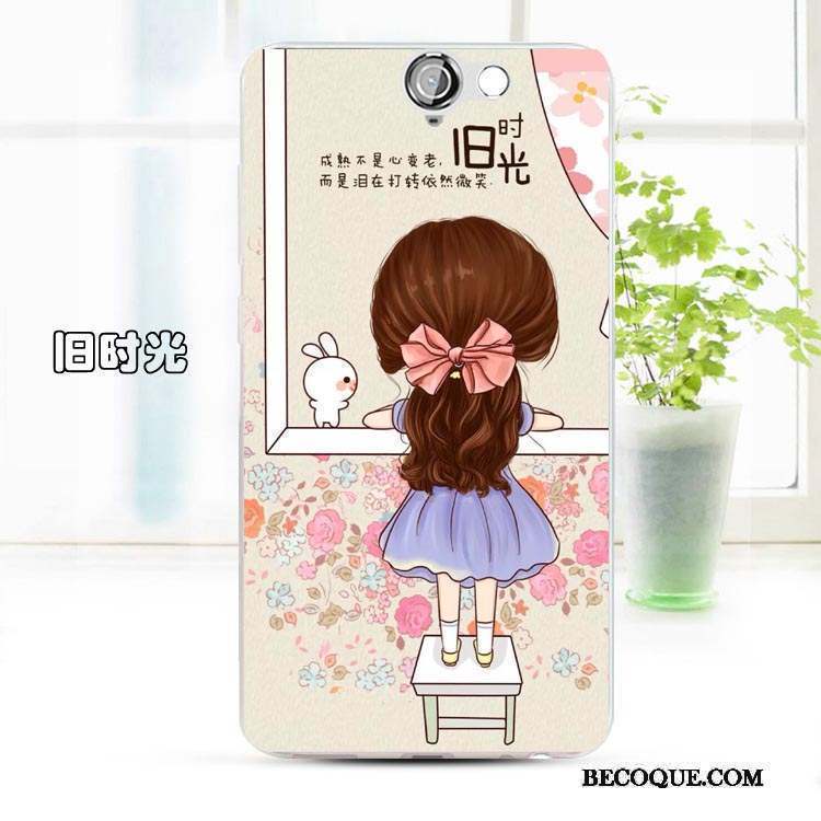 Htc One A9 Coque Dessin Animé Étui Incassable Téléphone Portable Bleu Clair Fluide Doux