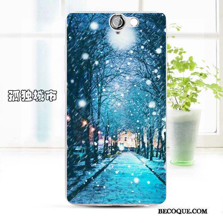 Htc One A9 Coque Dessin Animé Étui Incassable Téléphone Portable Bleu Clair Fluide Doux