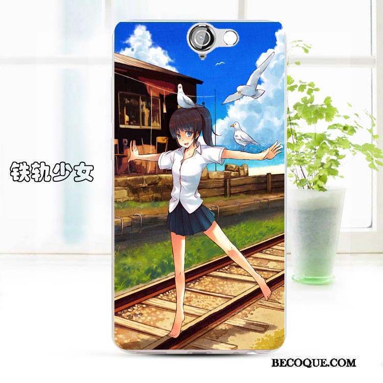 Htc One A9 Coque Dessin Animé Étui Incassable Téléphone Portable Bleu Clair Fluide Doux