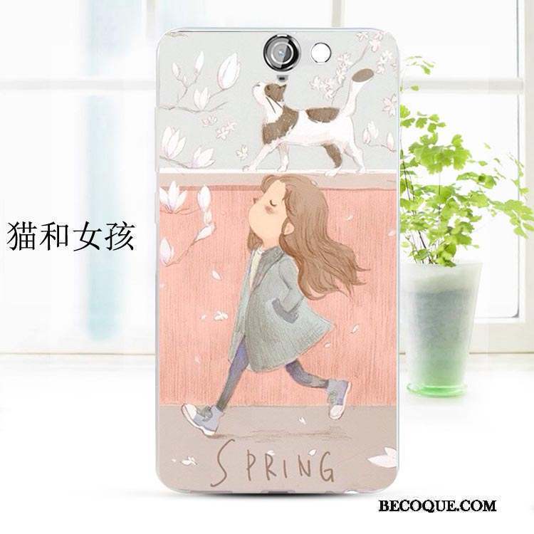 Htc One A9 Coque Dessin Animé Étui Incassable Téléphone Portable Bleu Clair Fluide Doux