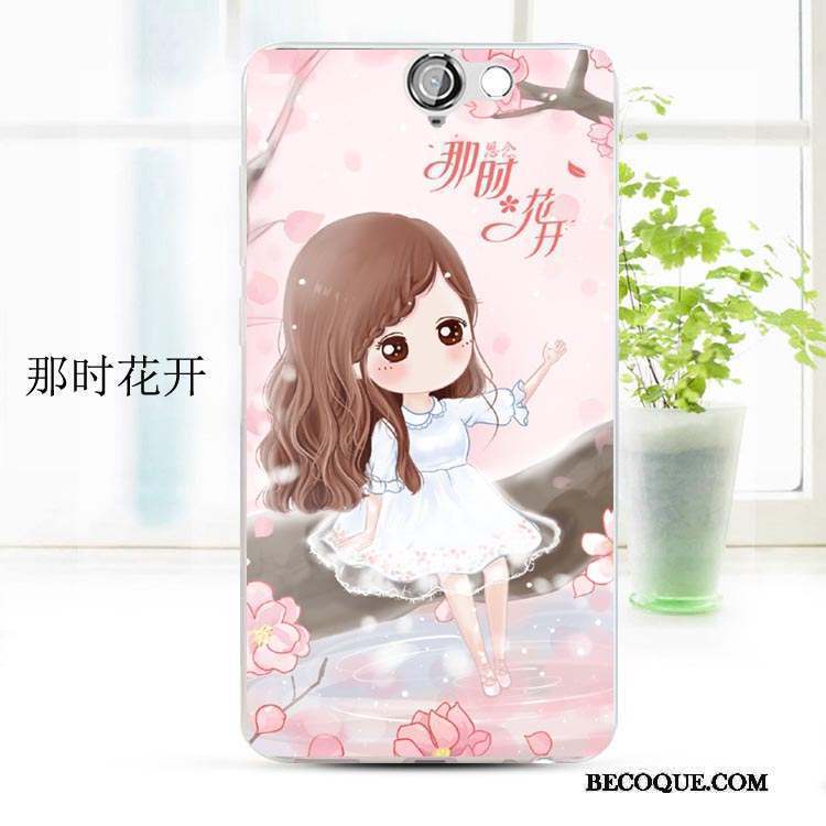 Htc One A9 Coque Dessin Animé Étui Incassable Téléphone Portable Bleu Clair Fluide Doux