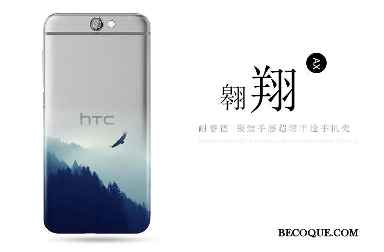 Htc One A9 Délavé En Daim Nouveau Étui Téléphone Portable Coque Bleu