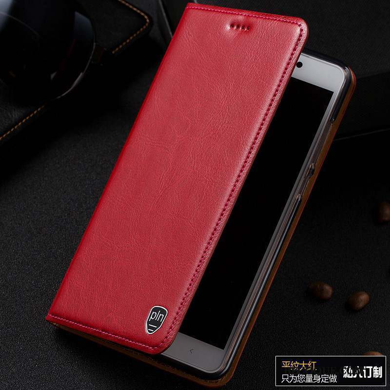 Htc One A9s Rouge Étui Cuir Véritable Protection Coque De Téléphone Étui En Cuir