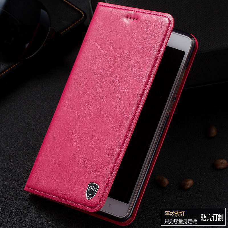 Htc One A9s Rouge Étui Cuir Véritable Protection Coque De Téléphone Étui En Cuir