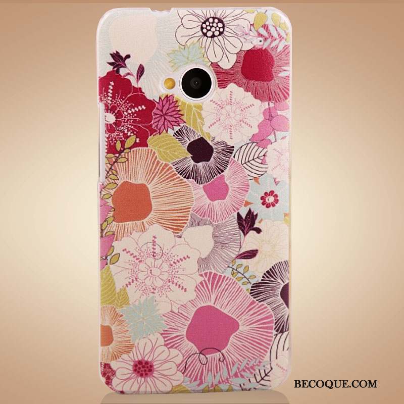 Htc One M7 Fleur Violet Protection Coque Étui De Téléphone