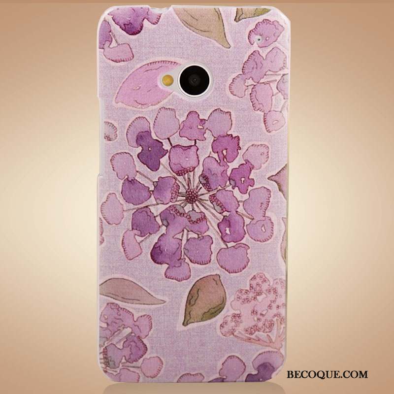 Htc One M7 Fleur Violet Protection Coque Étui De Téléphone