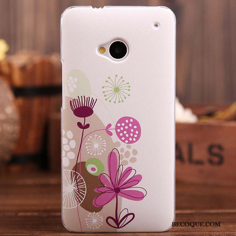 Htc One M7 Étui Peinture Téléphone Portable Coque Rose Protection