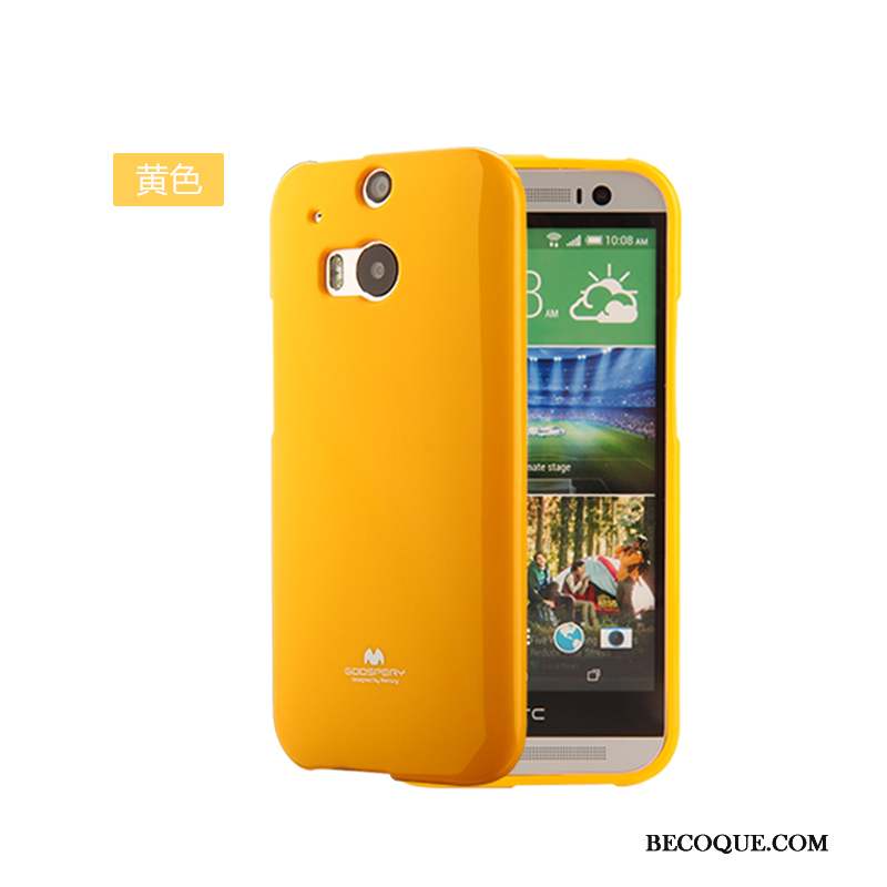 Htc One M8 Coque Fluide Doux Silicone Nouveau Incassable Jaune Protection