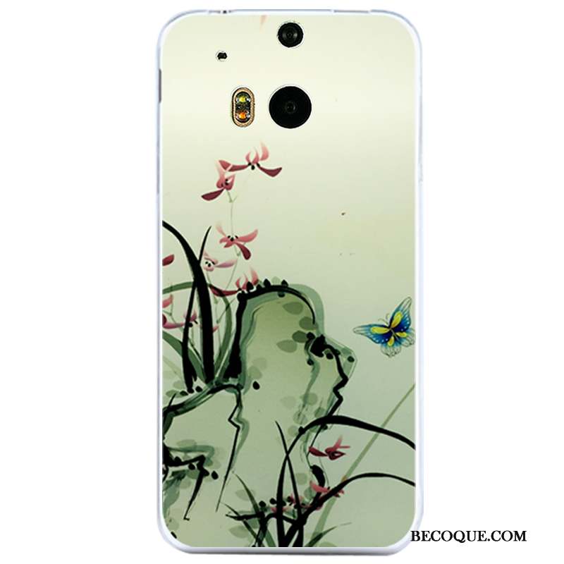 Htc One M8 Coque Incassable Tout Compris Transparent Fluide Doux Vert Étui