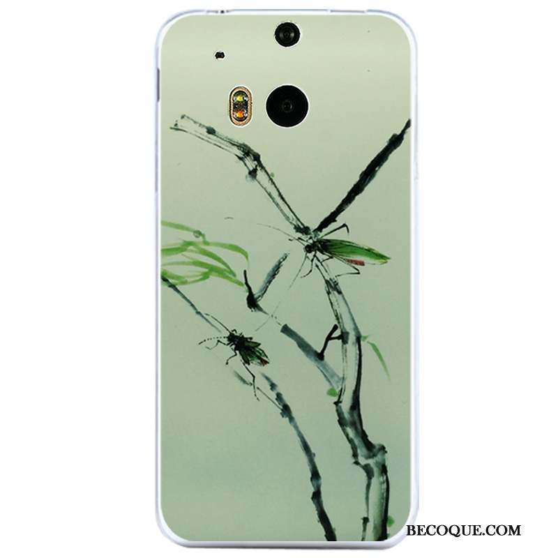 Htc One M8 Coque Incassable Tout Compris Transparent Fluide Doux Vert Étui