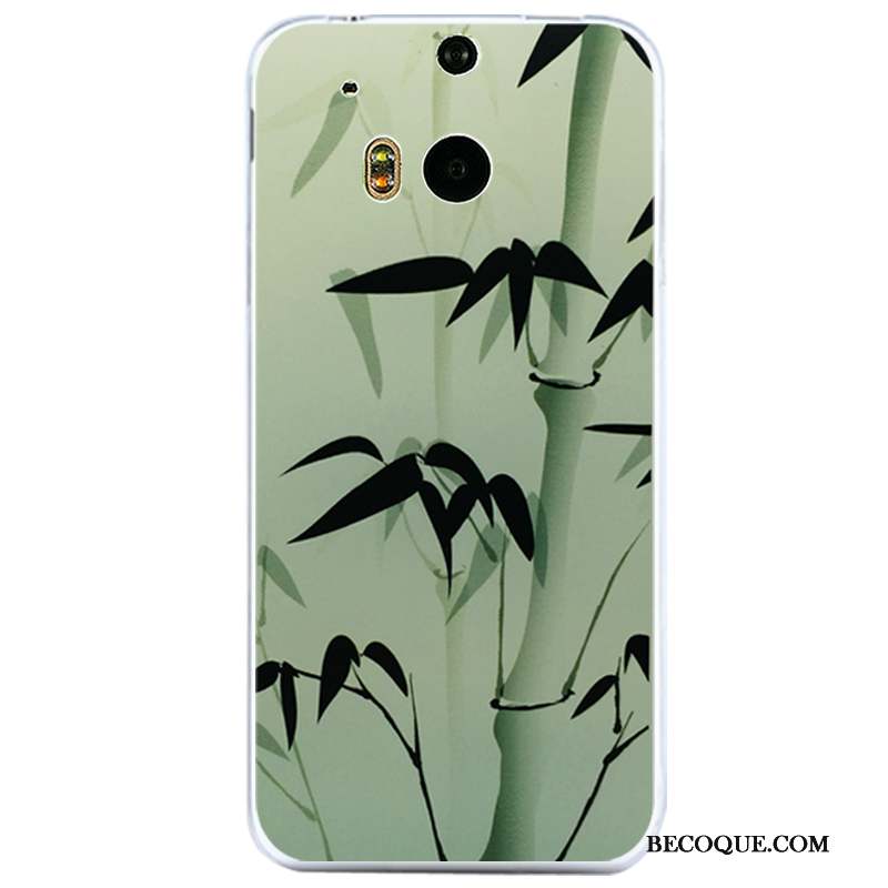 Htc One M8 Coque Incassable Tout Compris Transparent Fluide Doux Vert Étui