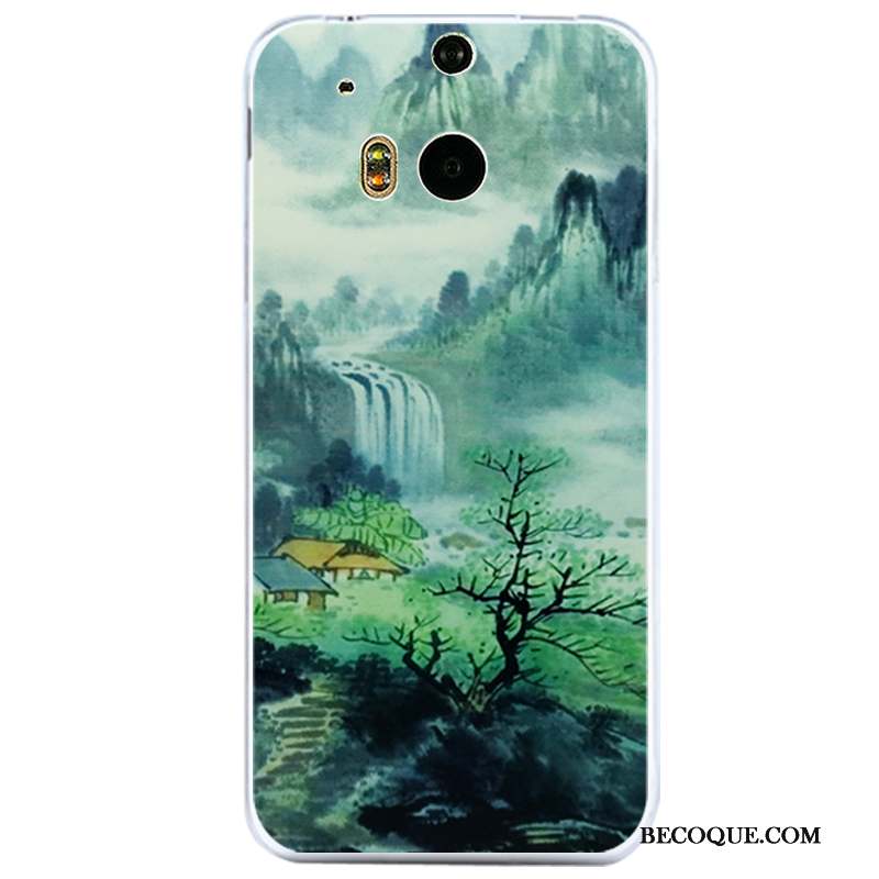 Htc One M8 Coque Incassable Tout Compris Transparent Fluide Doux Vert Étui