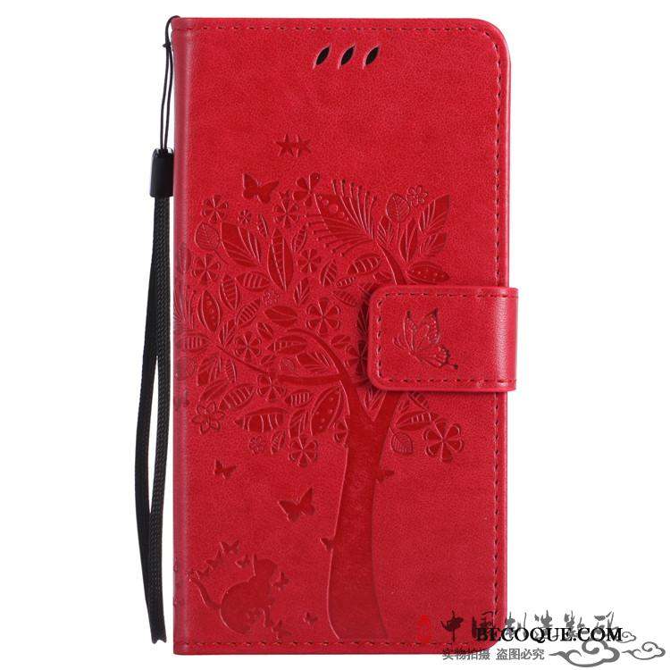 Htc One M8 Coque Portefeuille Étui Téléphone Portable Étui En Cuir Housse Rouge