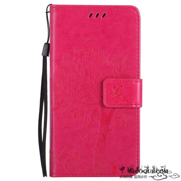 Htc One M8 Coque Portefeuille Étui Téléphone Portable Étui En Cuir Housse Rouge