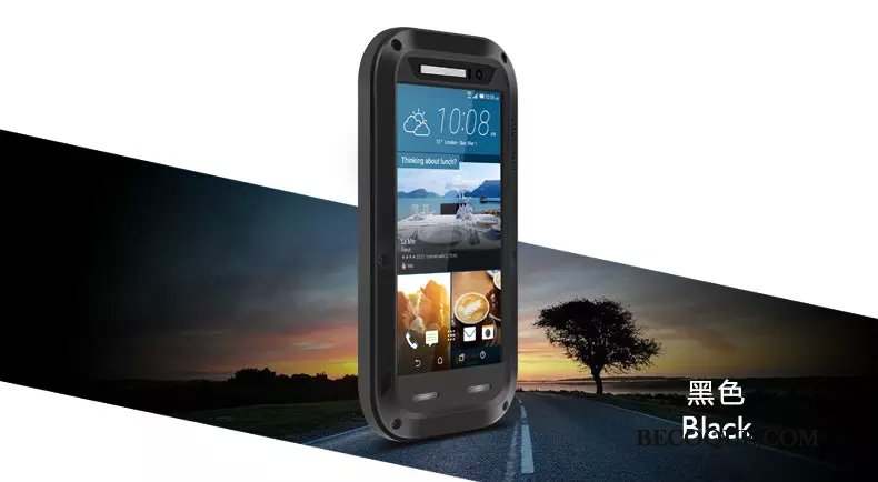 Htc One M9 Noir Imperméable Trois Défenses Protection Coque De Téléphone Silicone