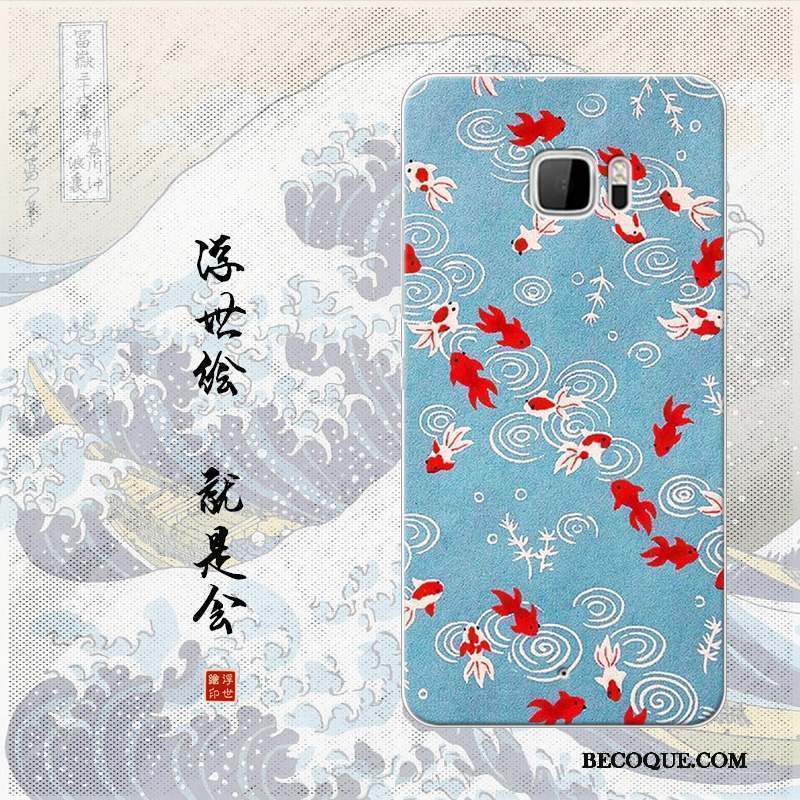 Htc U Ultra Étui Bleu Clair Art Simple Coque Japonais