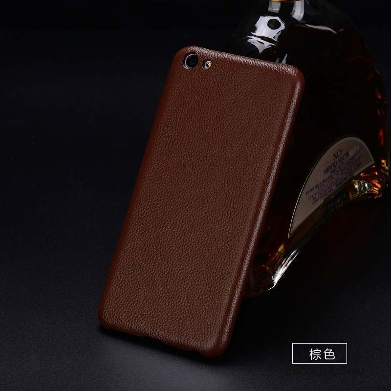 Htc U11 Coque Personnalisé Protection Cuir Véritable Étui En Cuir Incassable Marron