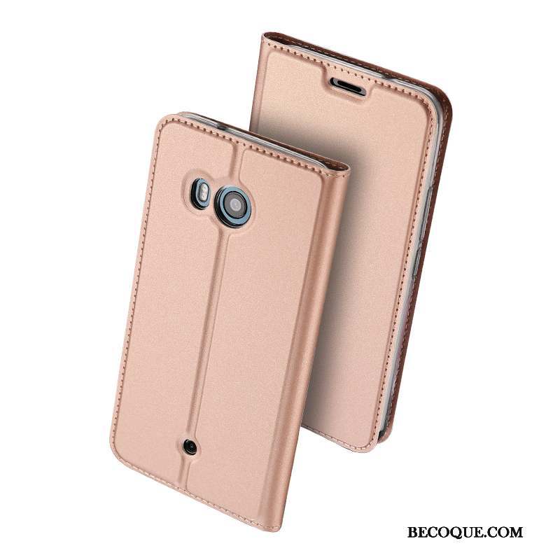 Htc U11+ Coque Protection Housse Légères Carte Or Étui En Cuir