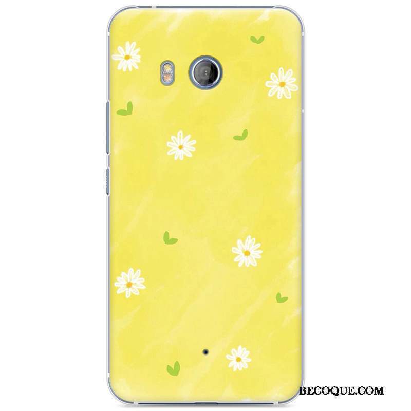 Htc U11 Coque Protection Jaune Incassable Peinture Vintage Étui