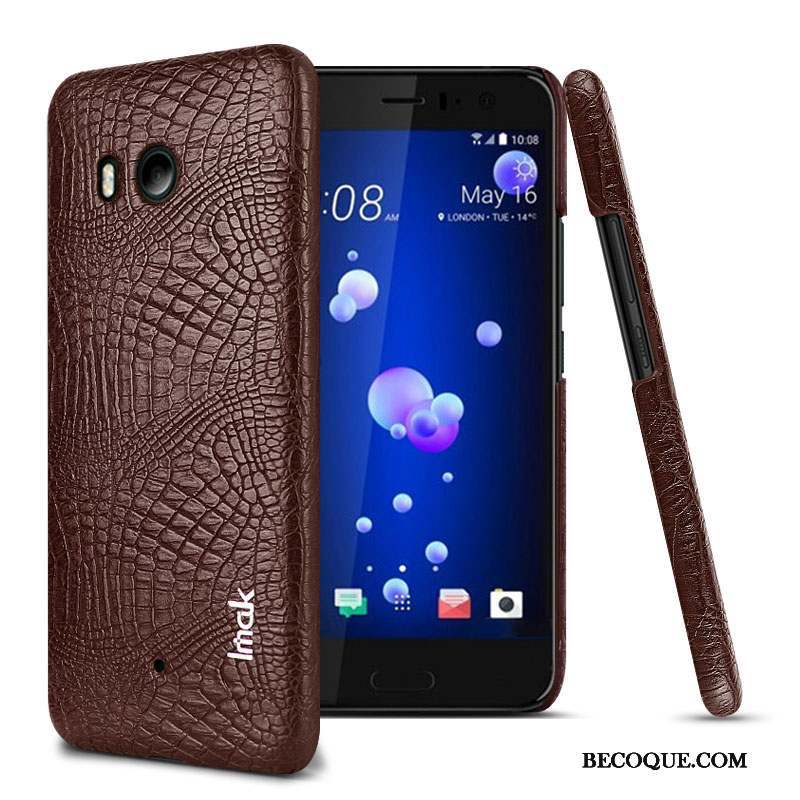 Htc U11+ Coque Téléphone Portable Bleu Crocodile Modèle Incassable Protection Cuir