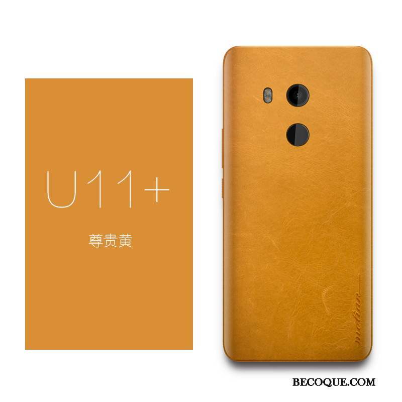 Htc U11+ Créatif Coque De Téléphone Très Mince Luxe Cuir Véritable Étui
