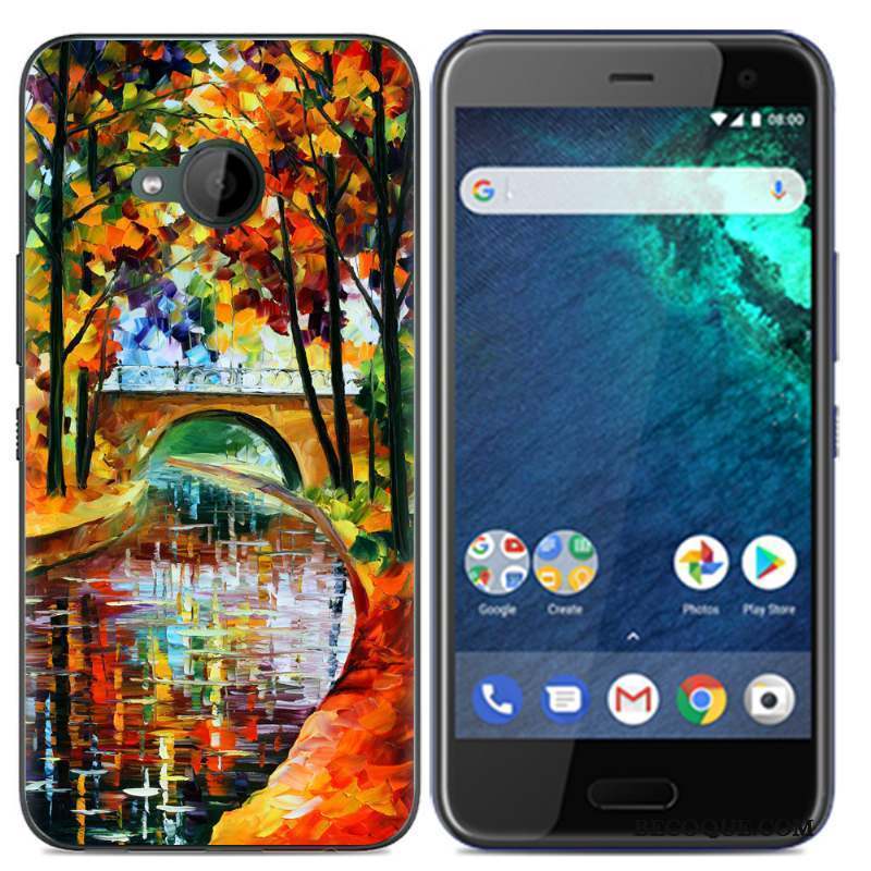 Htc U11 Life Coque Créatif Peinture Chaud Charmant Nouveau Noir