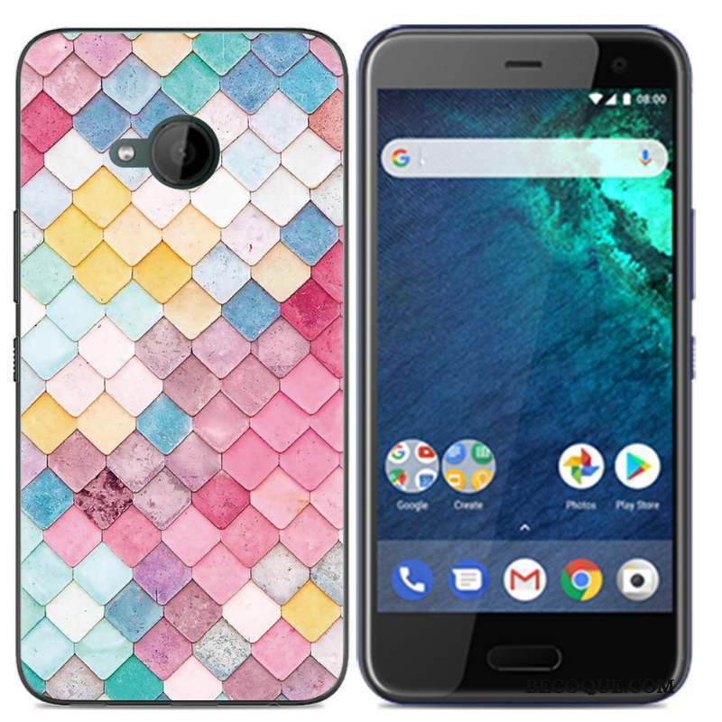 Htc U11 Life Coque Créatif Peinture Chaud Charmant Nouveau Noir