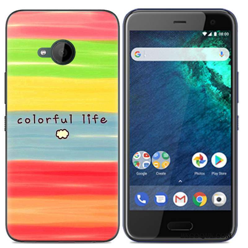 Htc U11 Life Coque Créatif Peinture Chaud Charmant Nouveau Noir