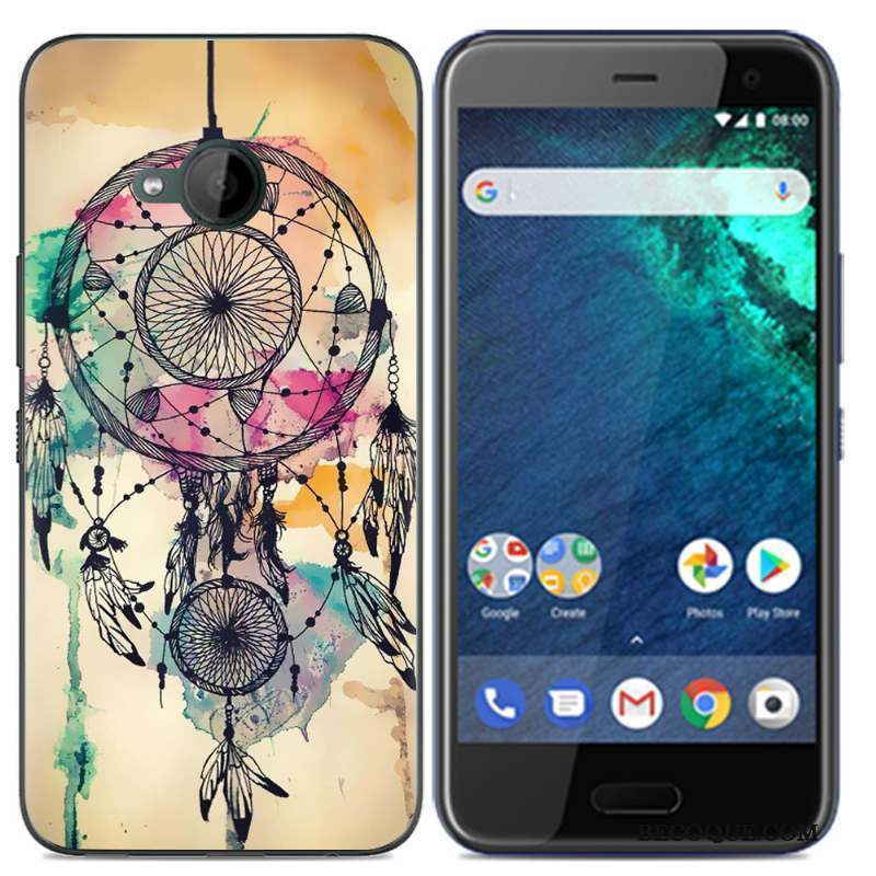 Htc U11 Life Coque Créatif Peinture Chaud Charmant Nouveau Noir