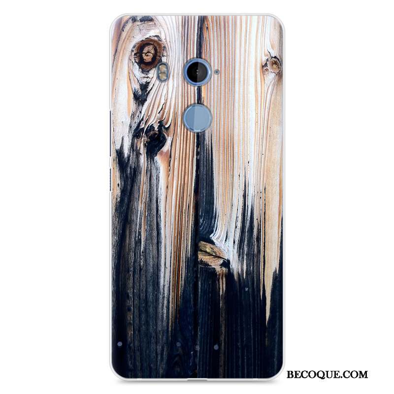 Htc U11+ Protection Silicone Coque De Téléphone Fluide Doux Grain De Bois Simple