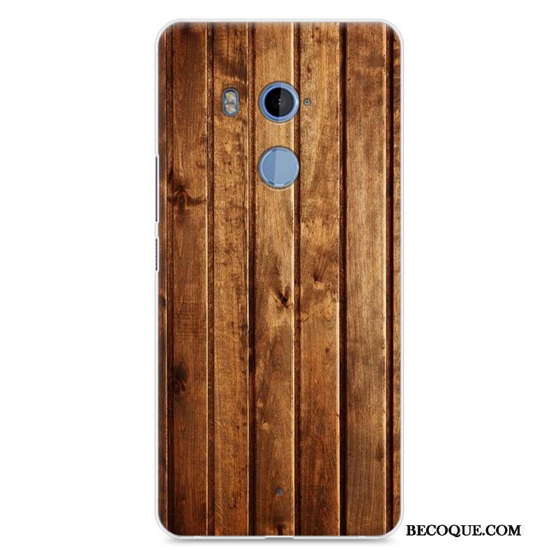 Htc U11+ Protection Silicone Coque De Téléphone Fluide Doux Grain De Bois Simple