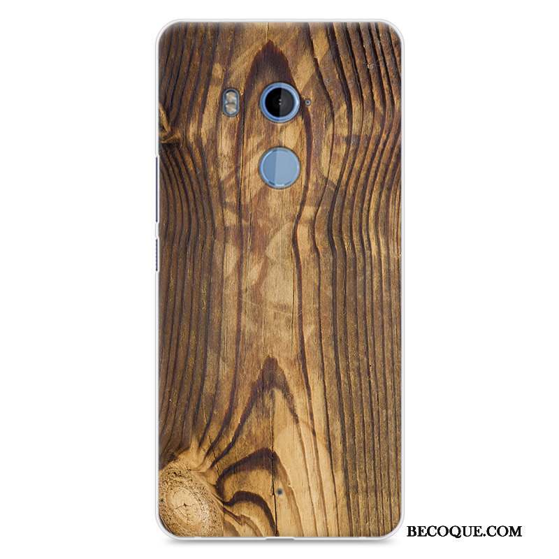 Htc U11+ Protection Silicone Coque De Téléphone Fluide Doux Grain De Bois Simple