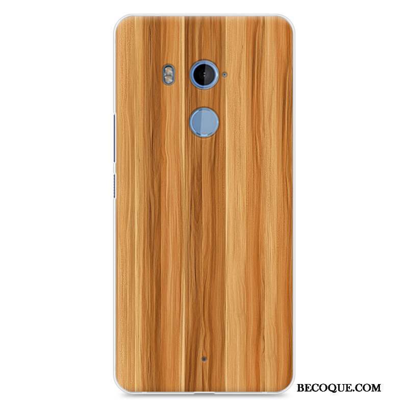 Htc U11+ Protection Silicone Coque De Téléphone Fluide Doux Grain De Bois Simple