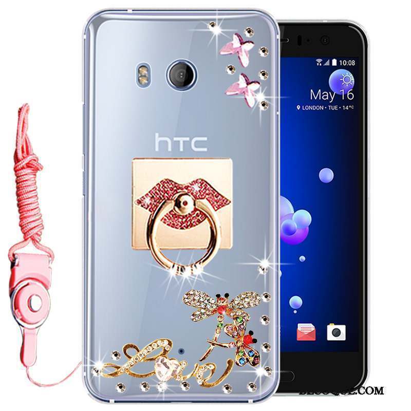 Htc U11 Protection Strass Rose Coque De Téléphone Tout Compris Incassable