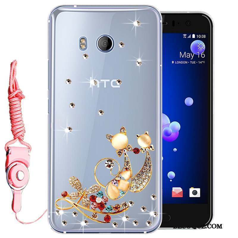 Htc U11 Protection Strass Rose Coque De Téléphone Tout Compris Incassable